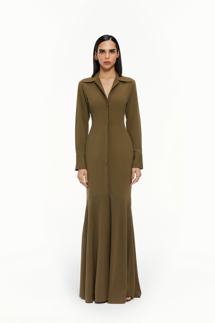 Fluted Shirt Dress