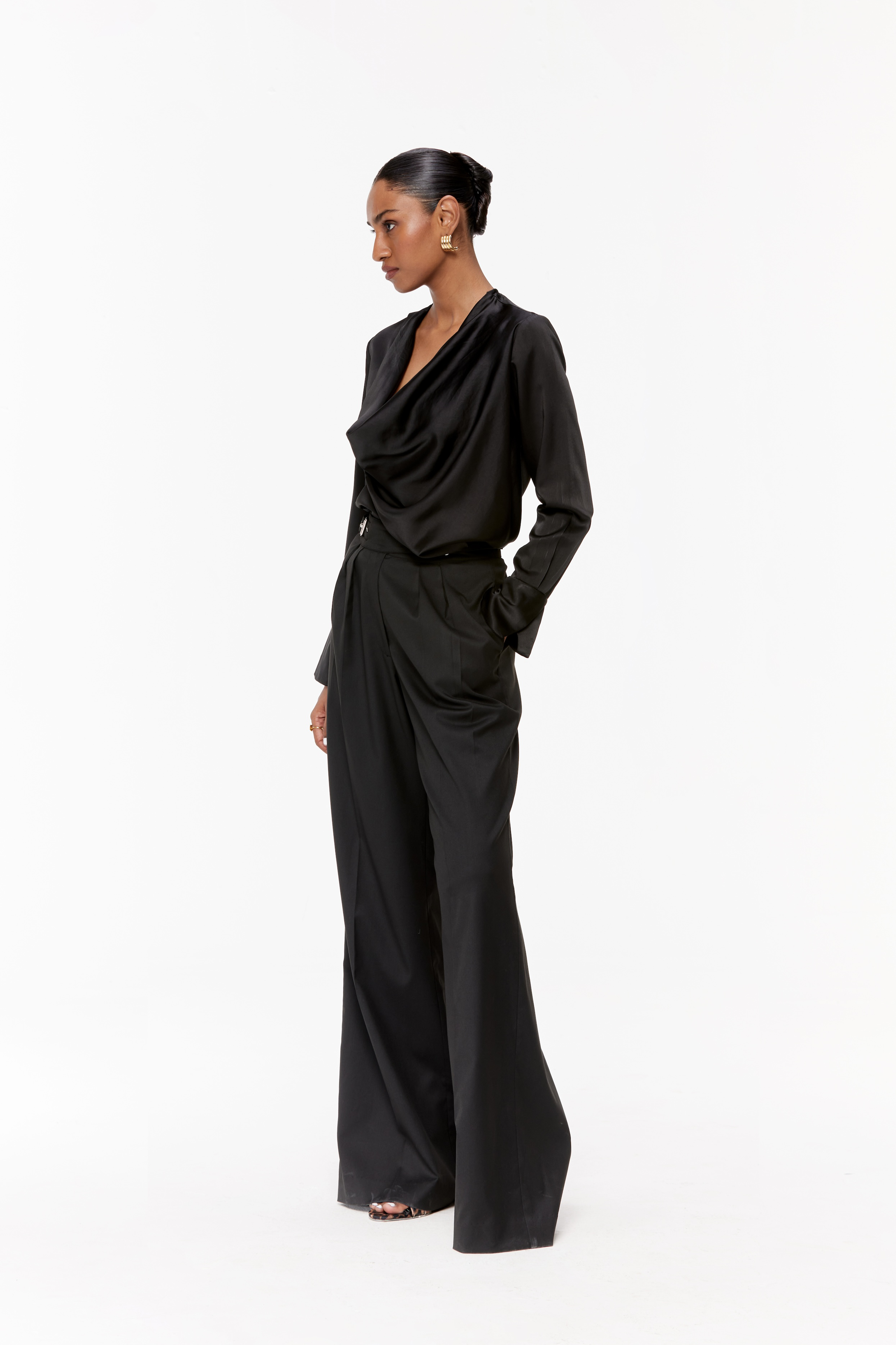 Draped Satin Blouse