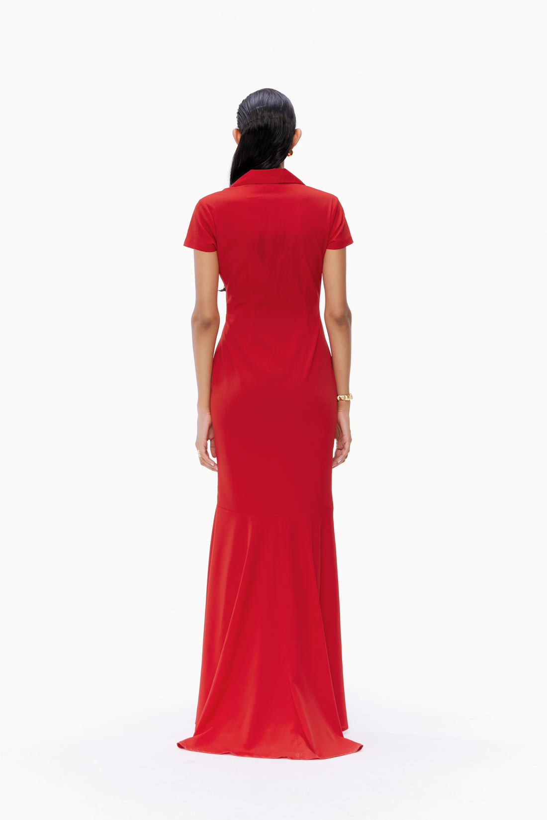Fluted Button-Down Dress