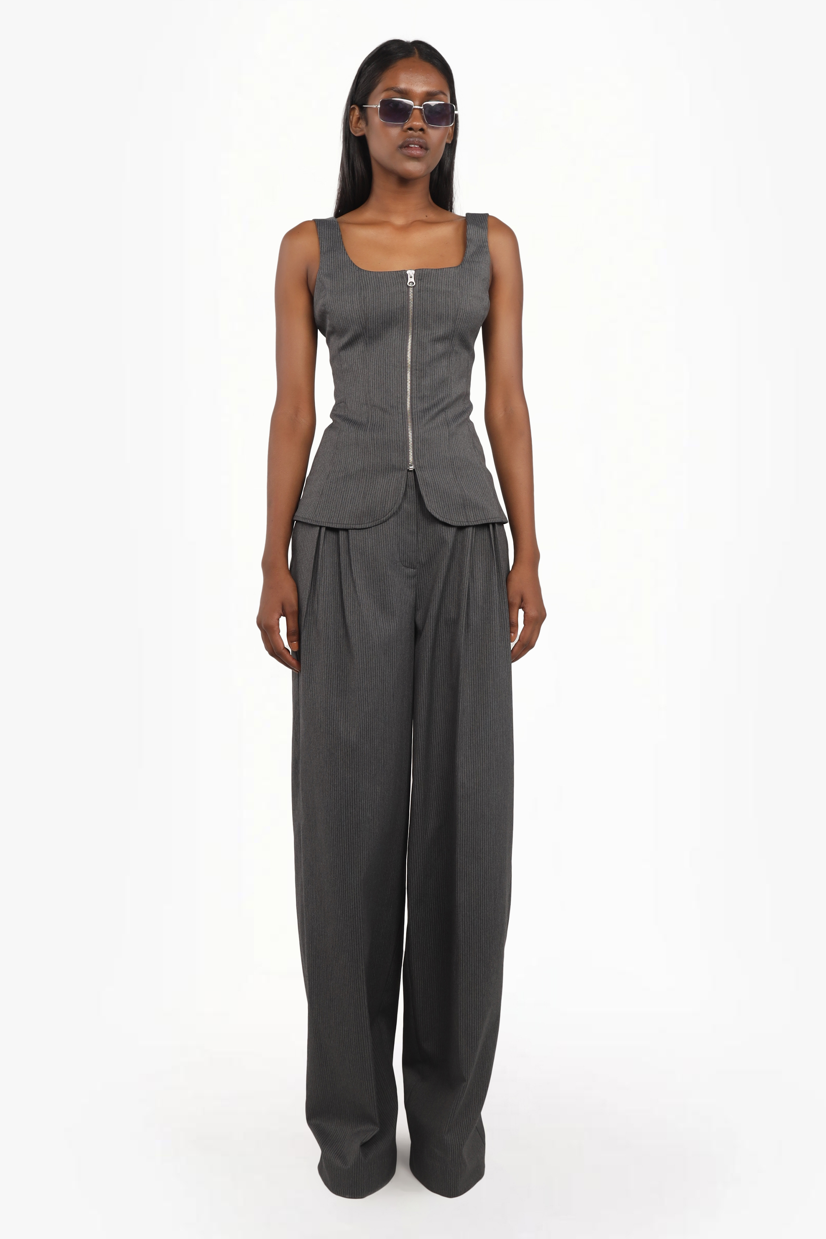 Pinstripe Zip-Up Set