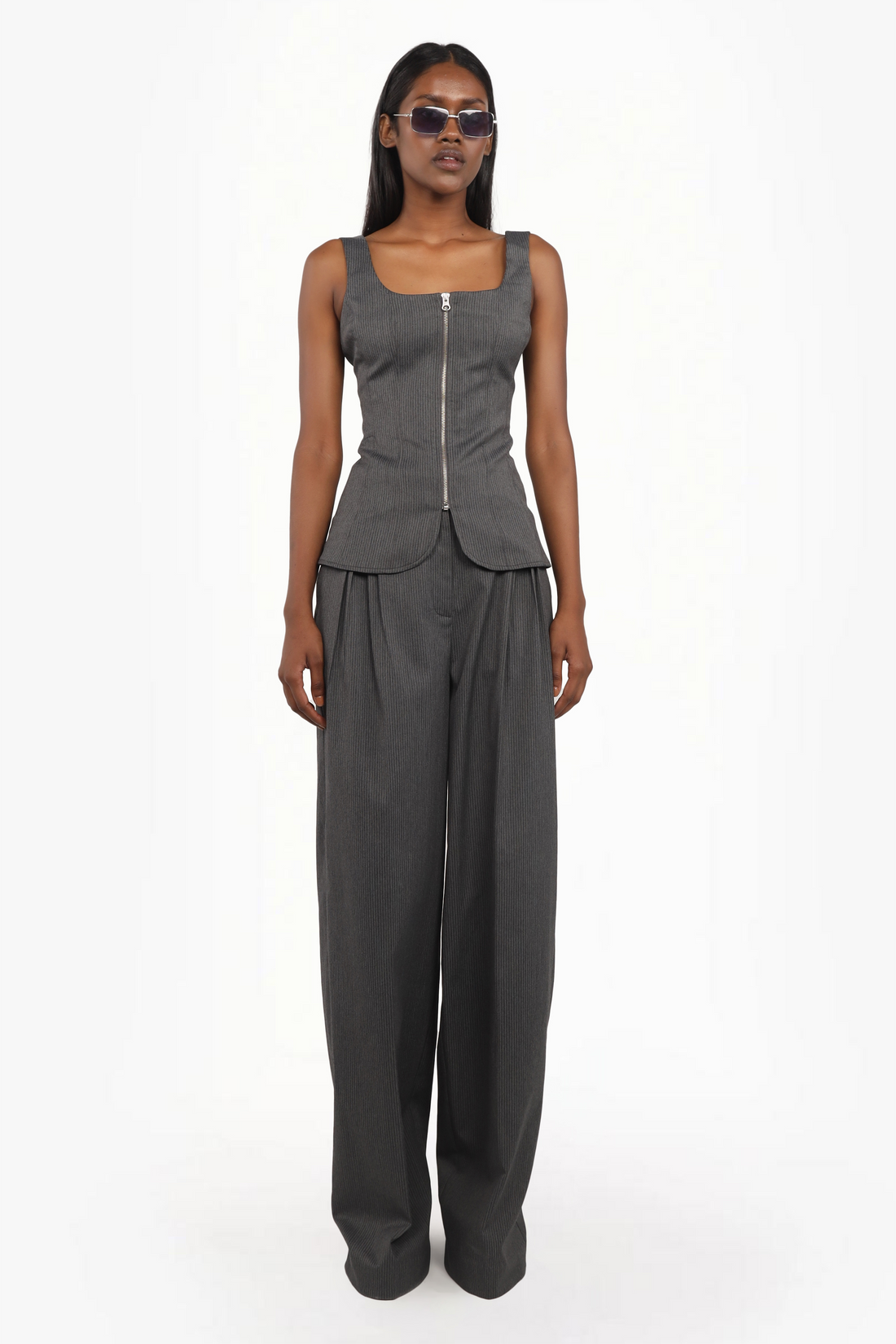 Pinstripe Zip-Up Set