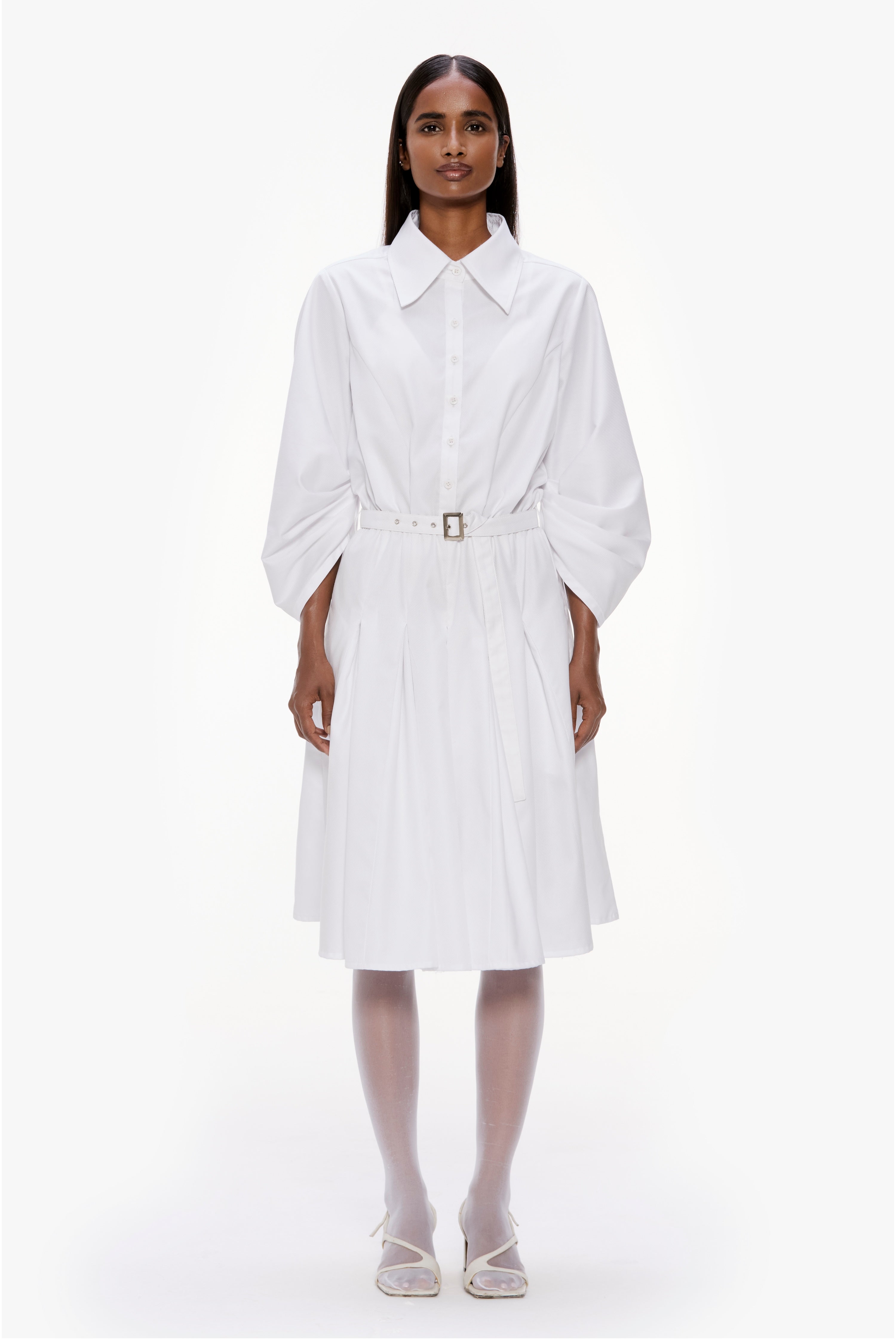 Barrel Sleeve Pleated Dress