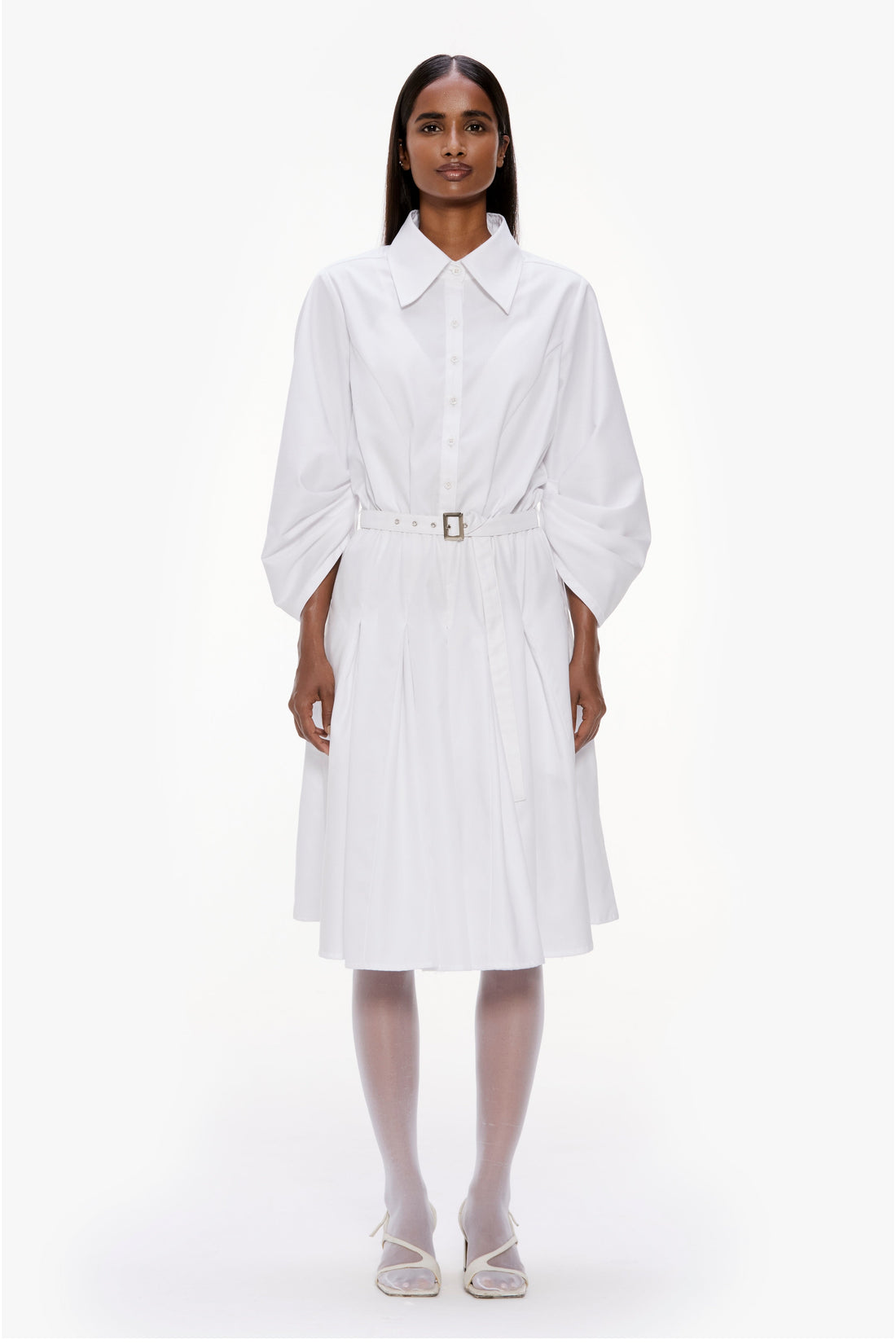 Barrel Sleeve Pleated Dress