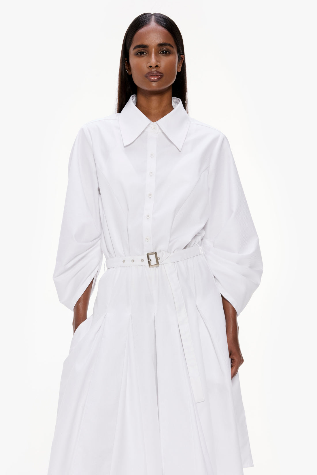 Barrel Sleeve Pleated Dress