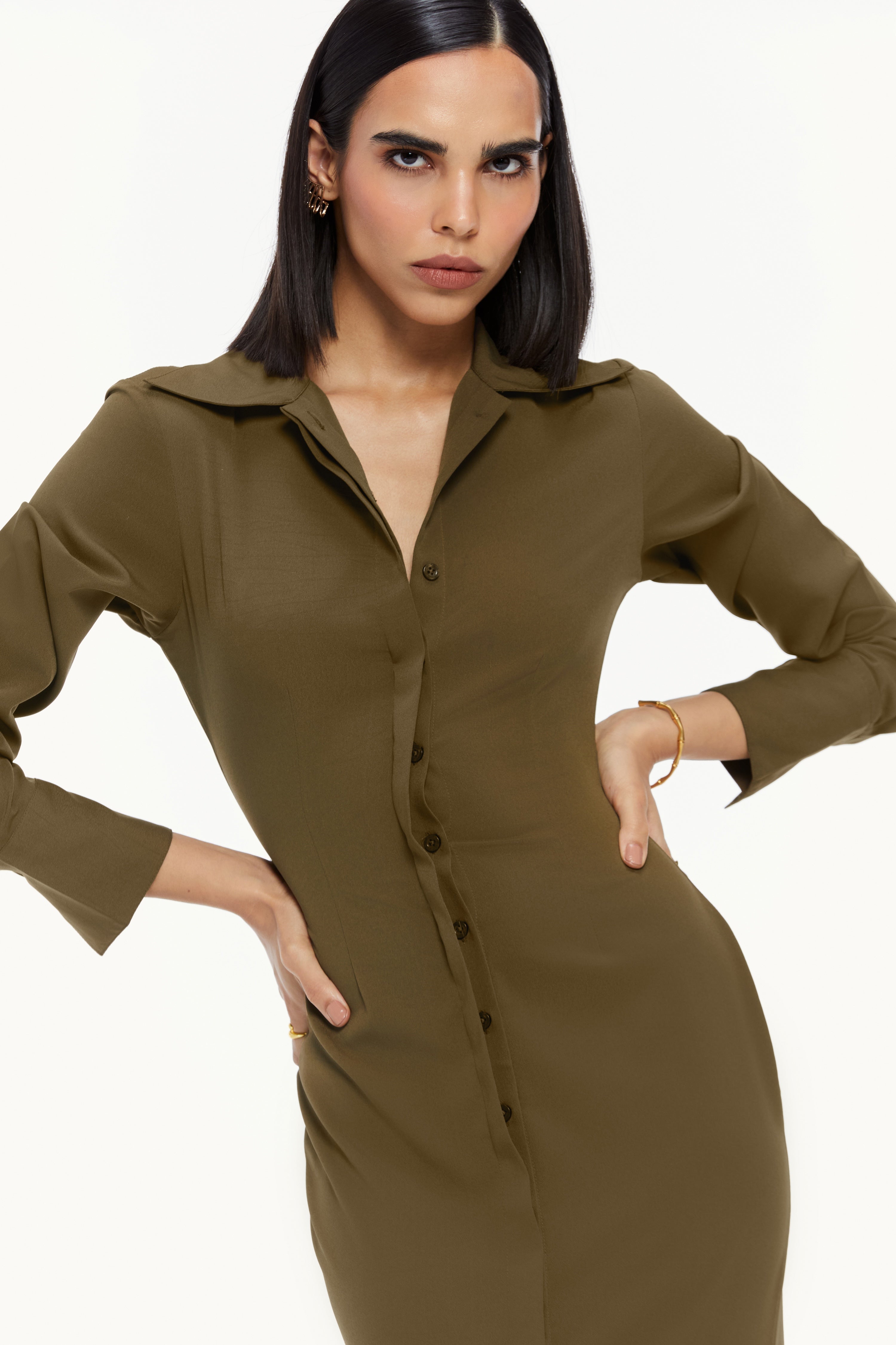 Fluted Shirt Dress