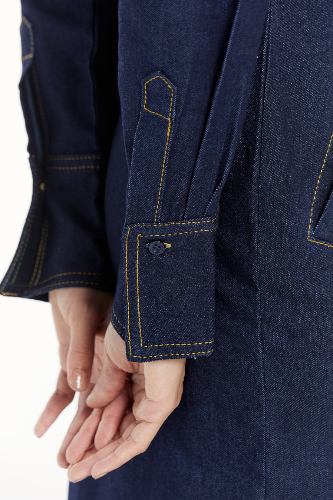 Fluted Denim Dress