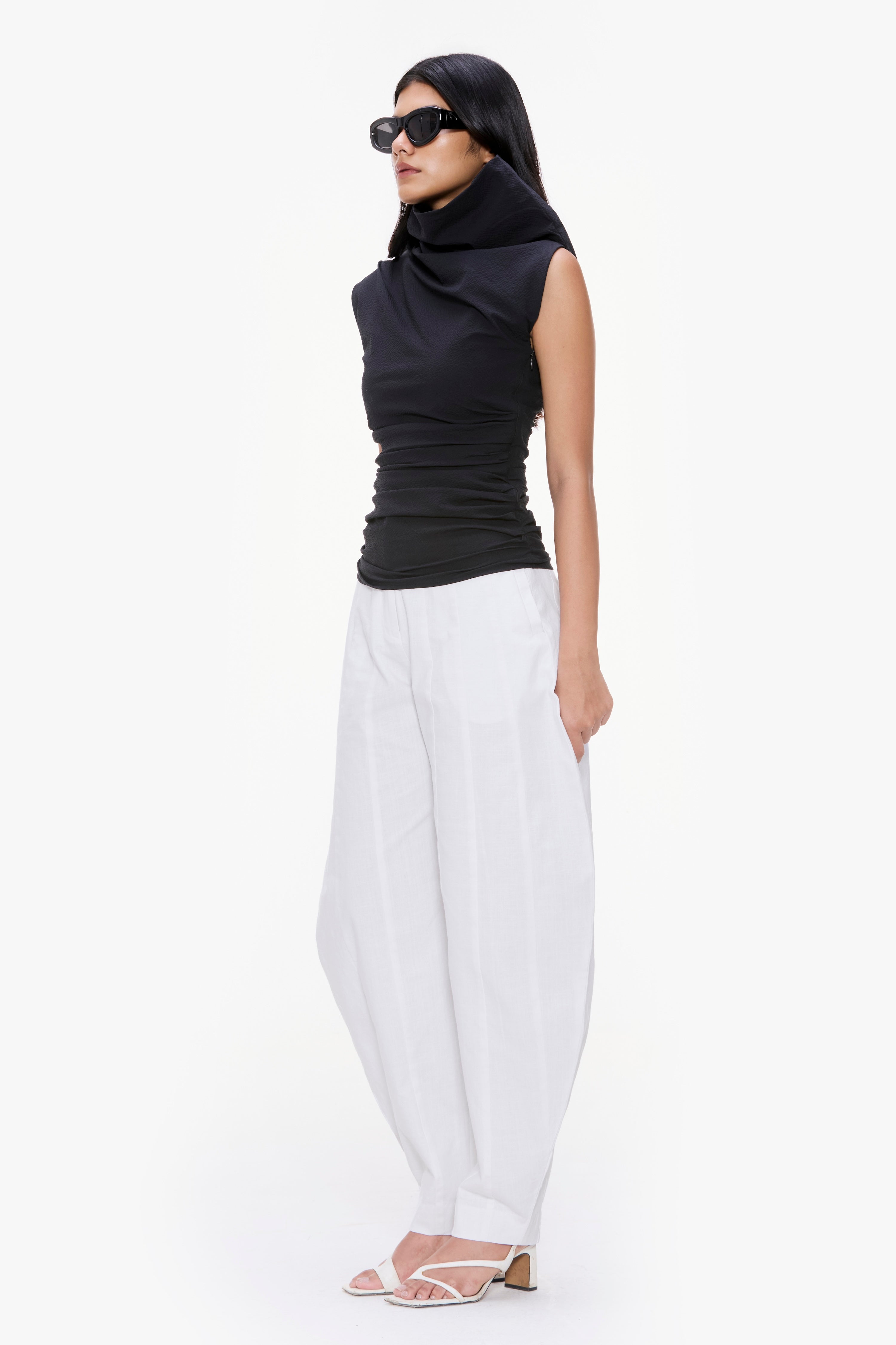 Panelled Barrel-Leg Trousers
