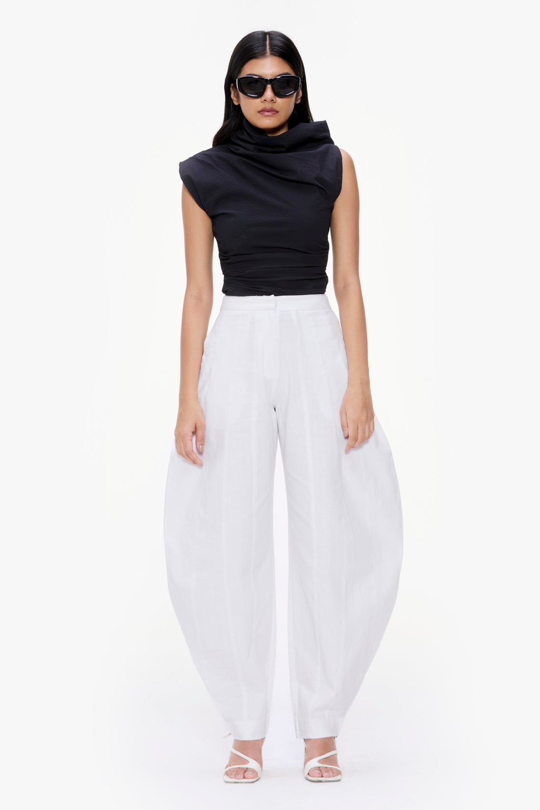 Panelled Barrel-Leg Trousers
