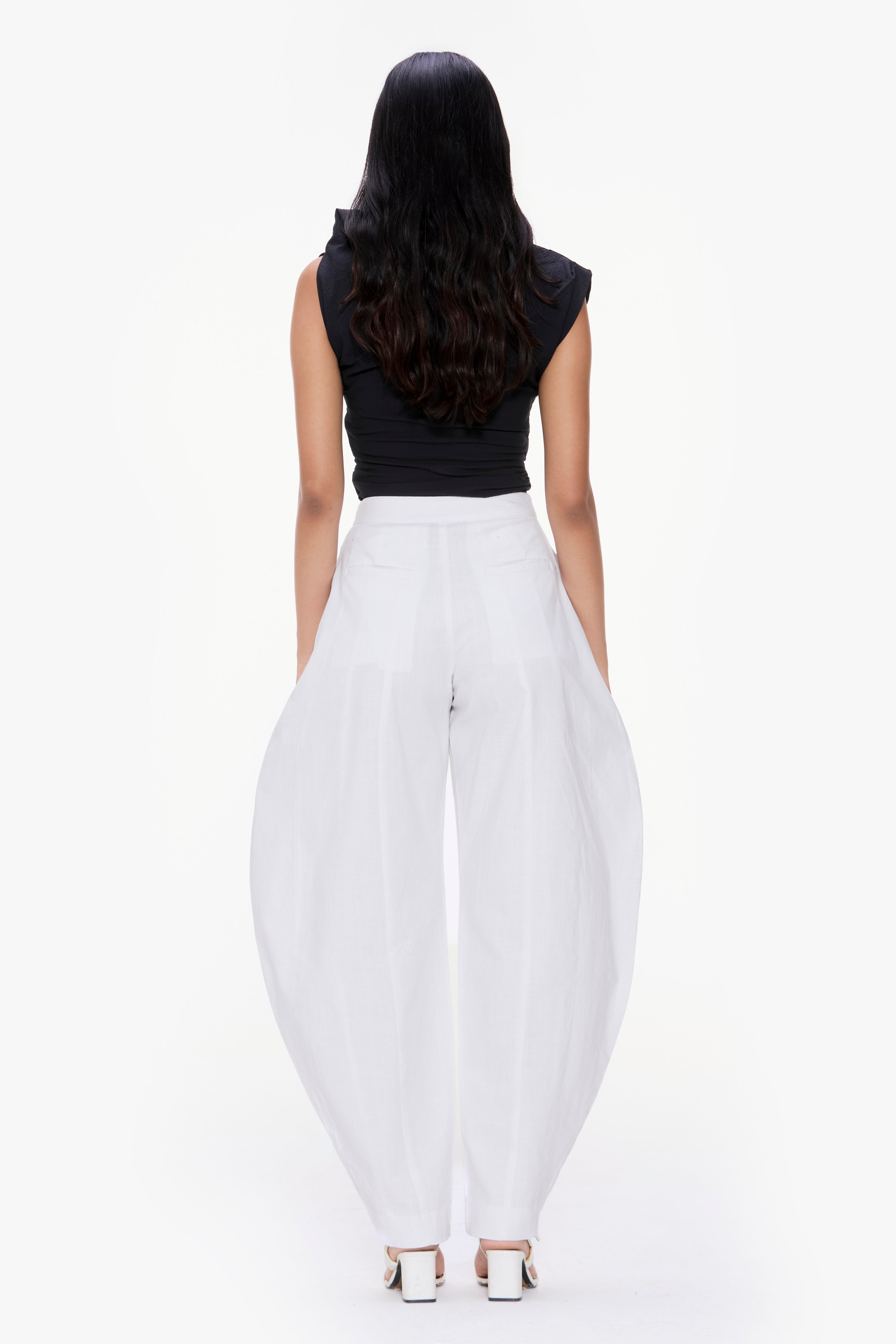 Panelled Barrel-Leg Trousers