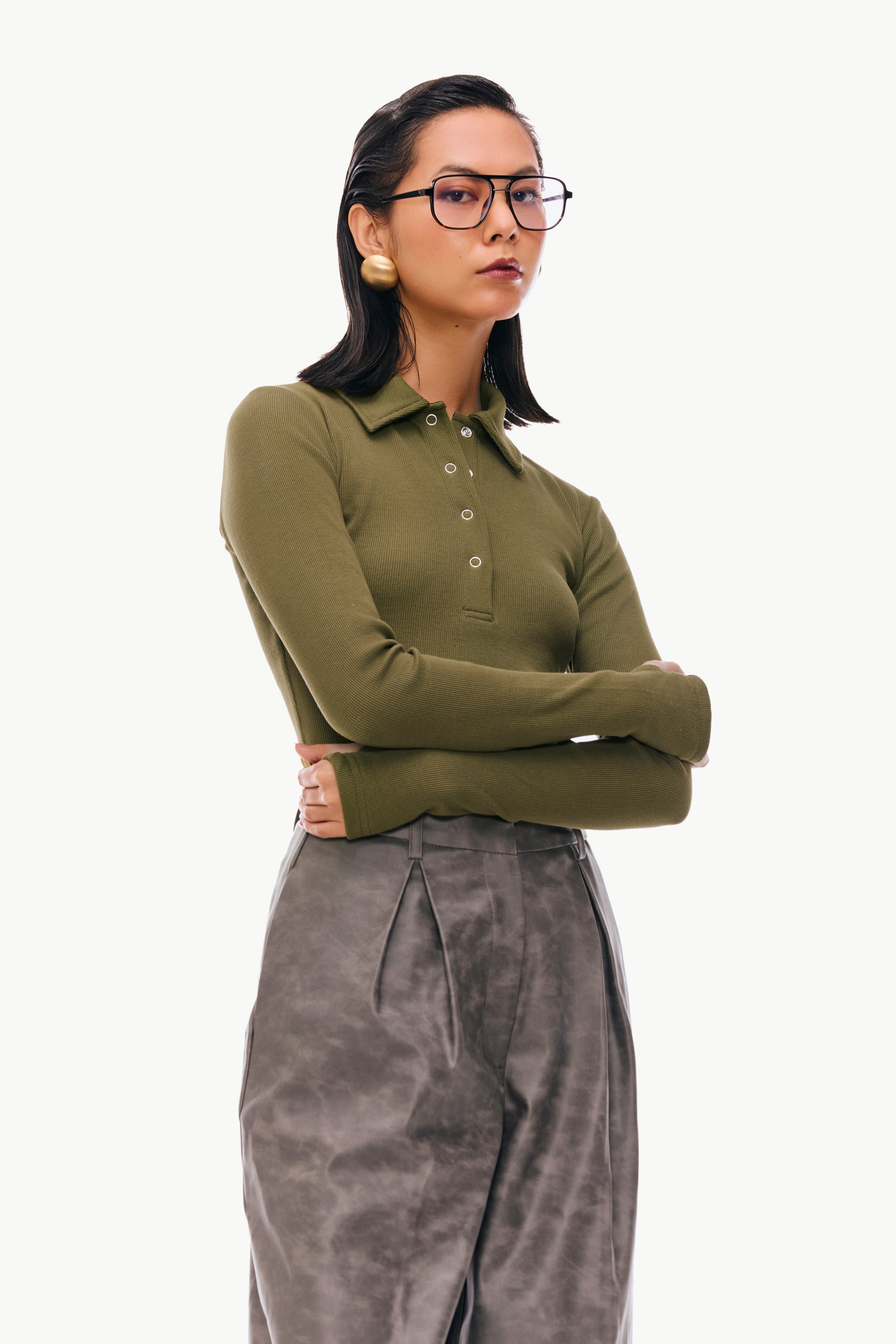 Rib-Knit Polo Shirt
