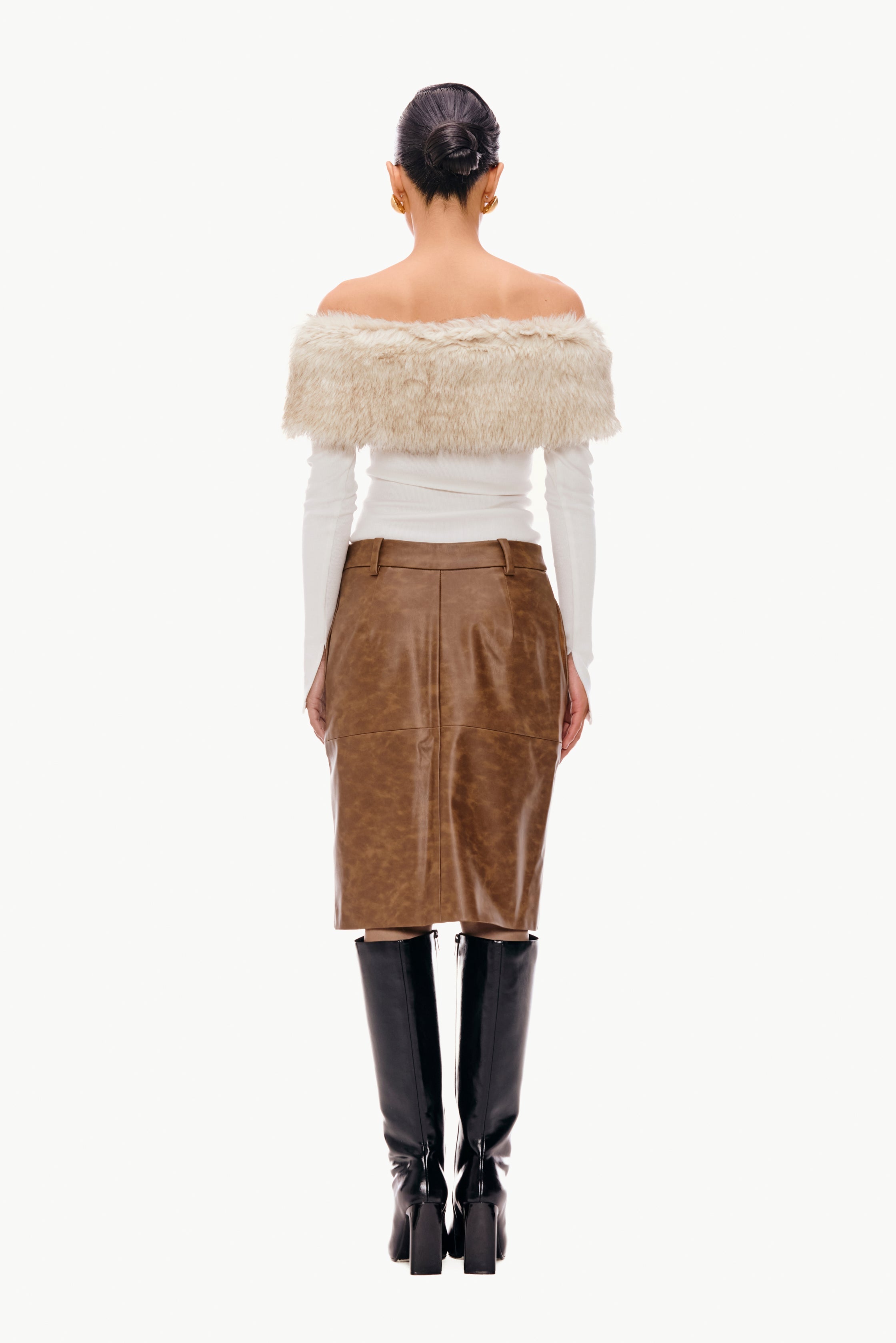 Fur Band Knit Top