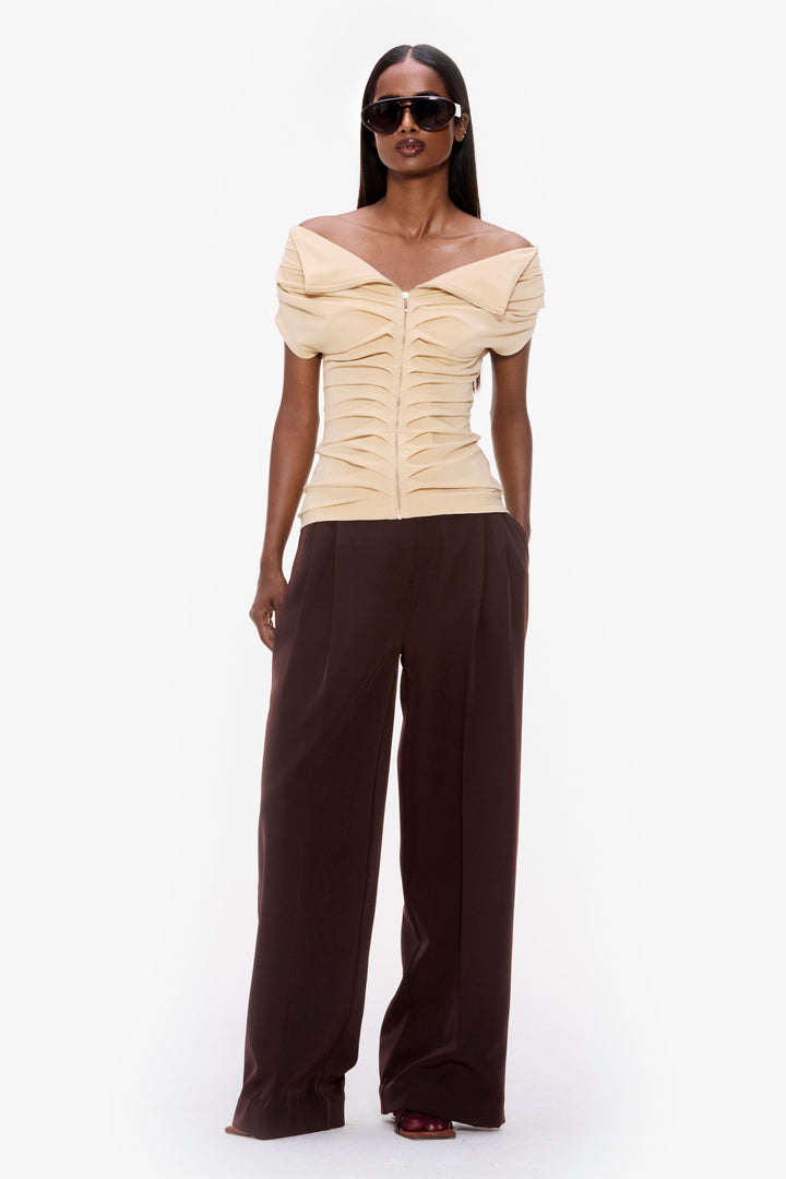 Zip-Up Pleated Top