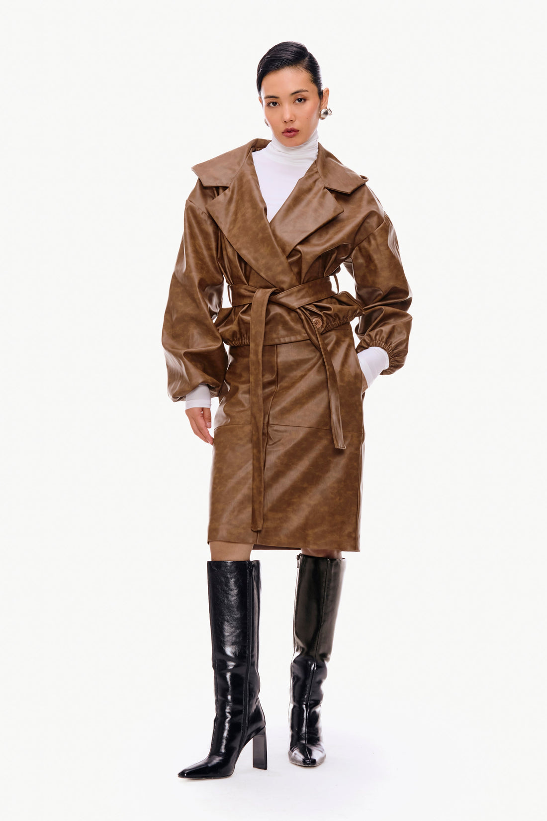 Panelled Leather Skirt