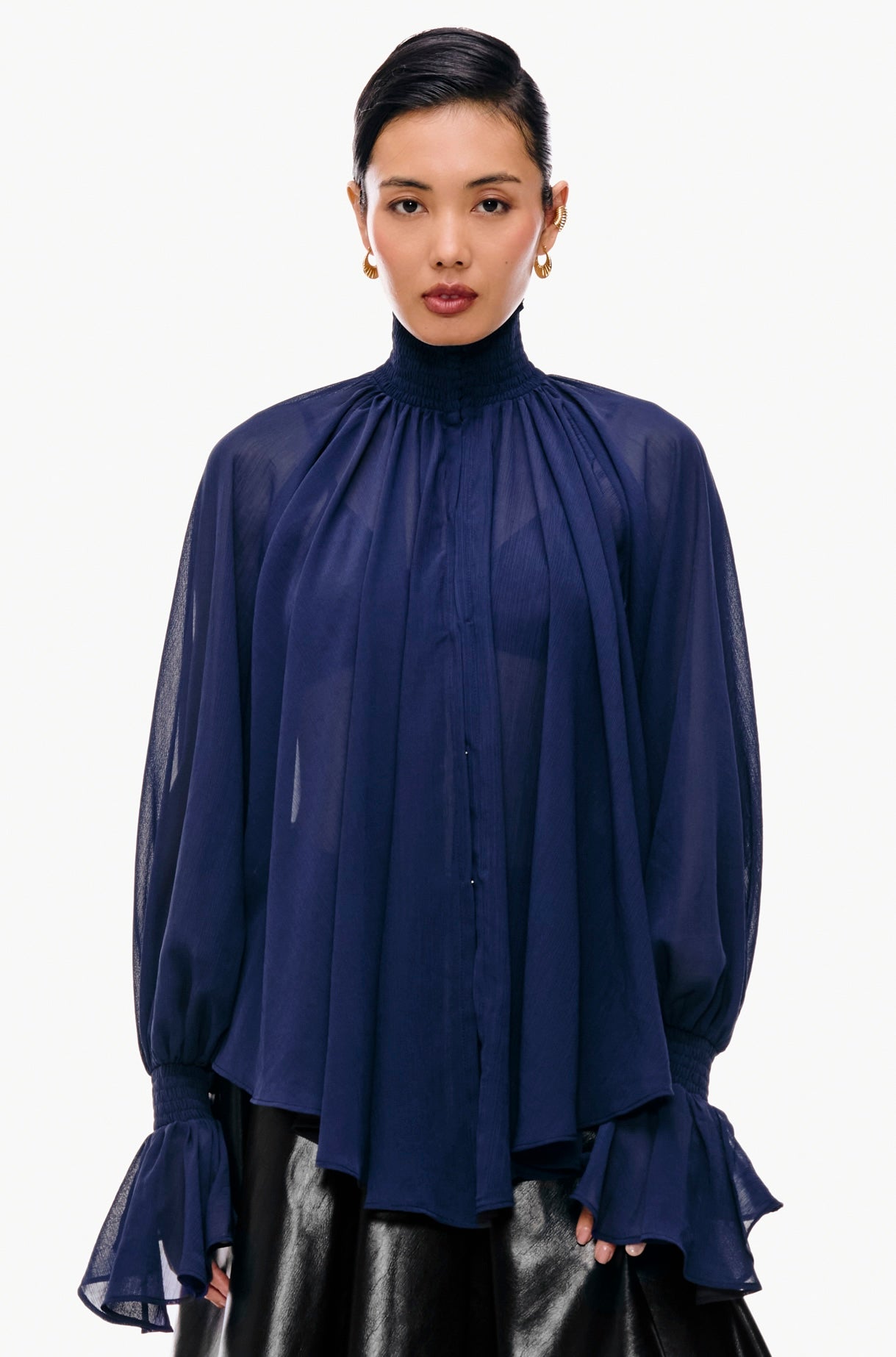Smocked Chiffon Blouse