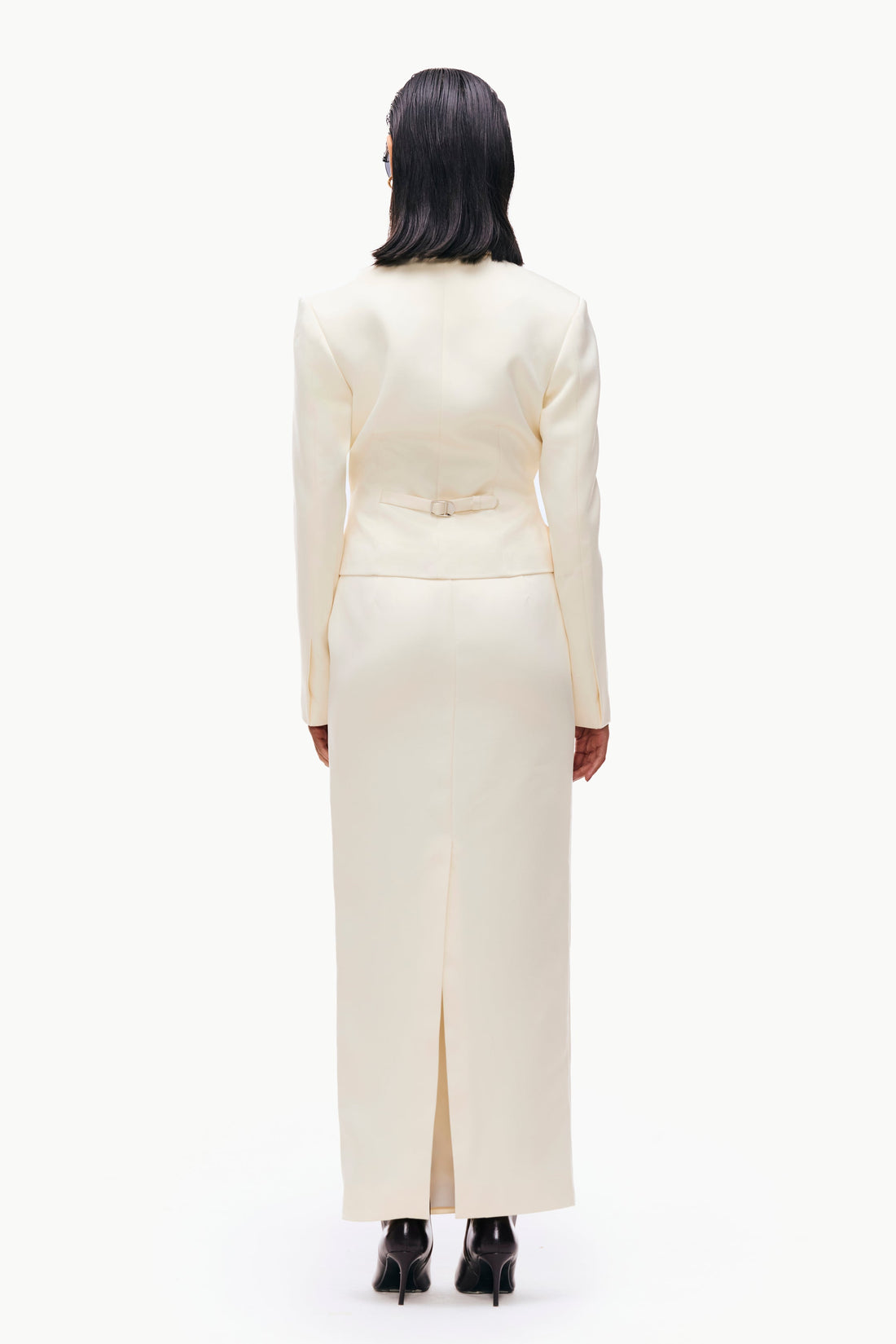 Sculpted Satin Skirt Suit