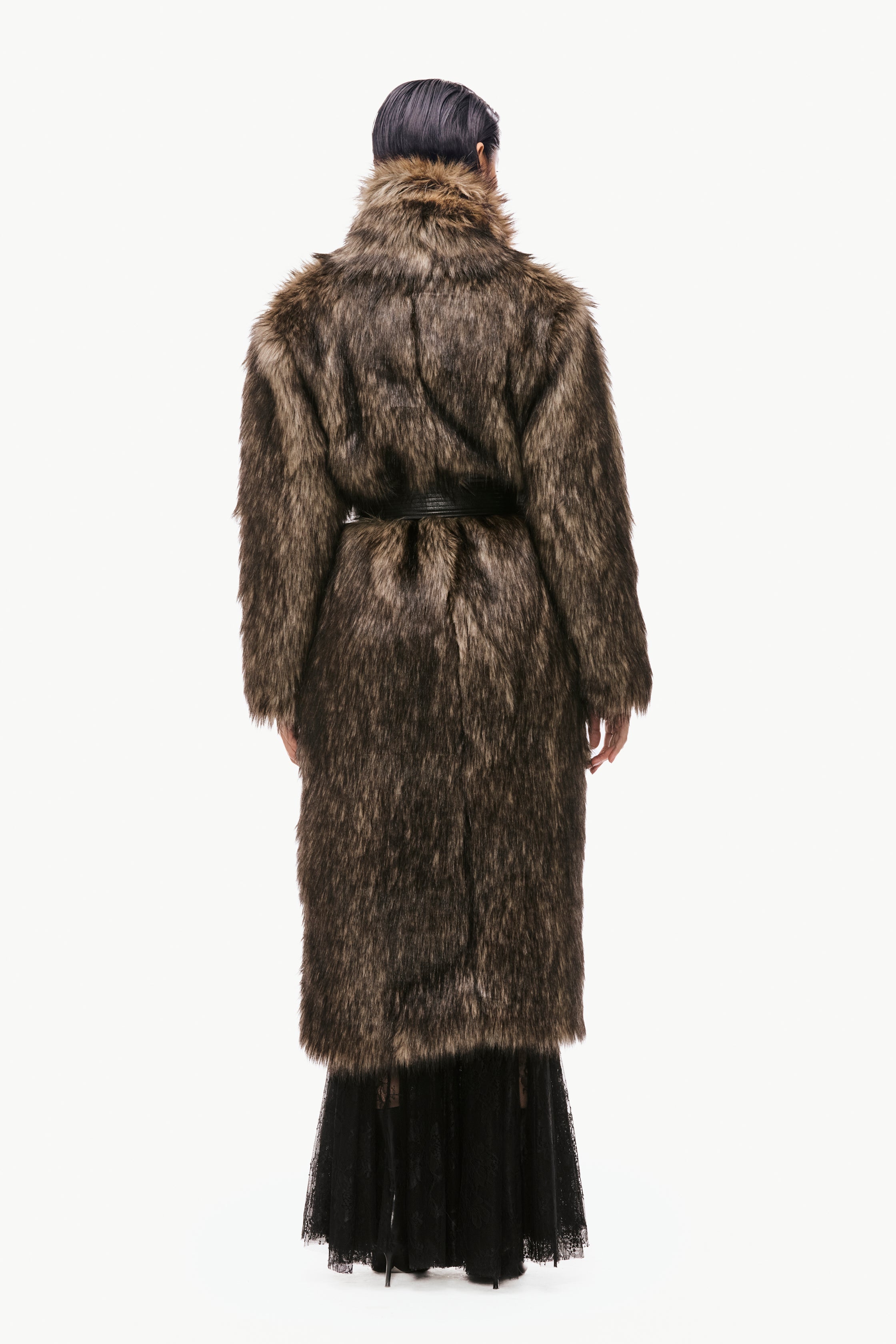 Belted Long Fur Coat