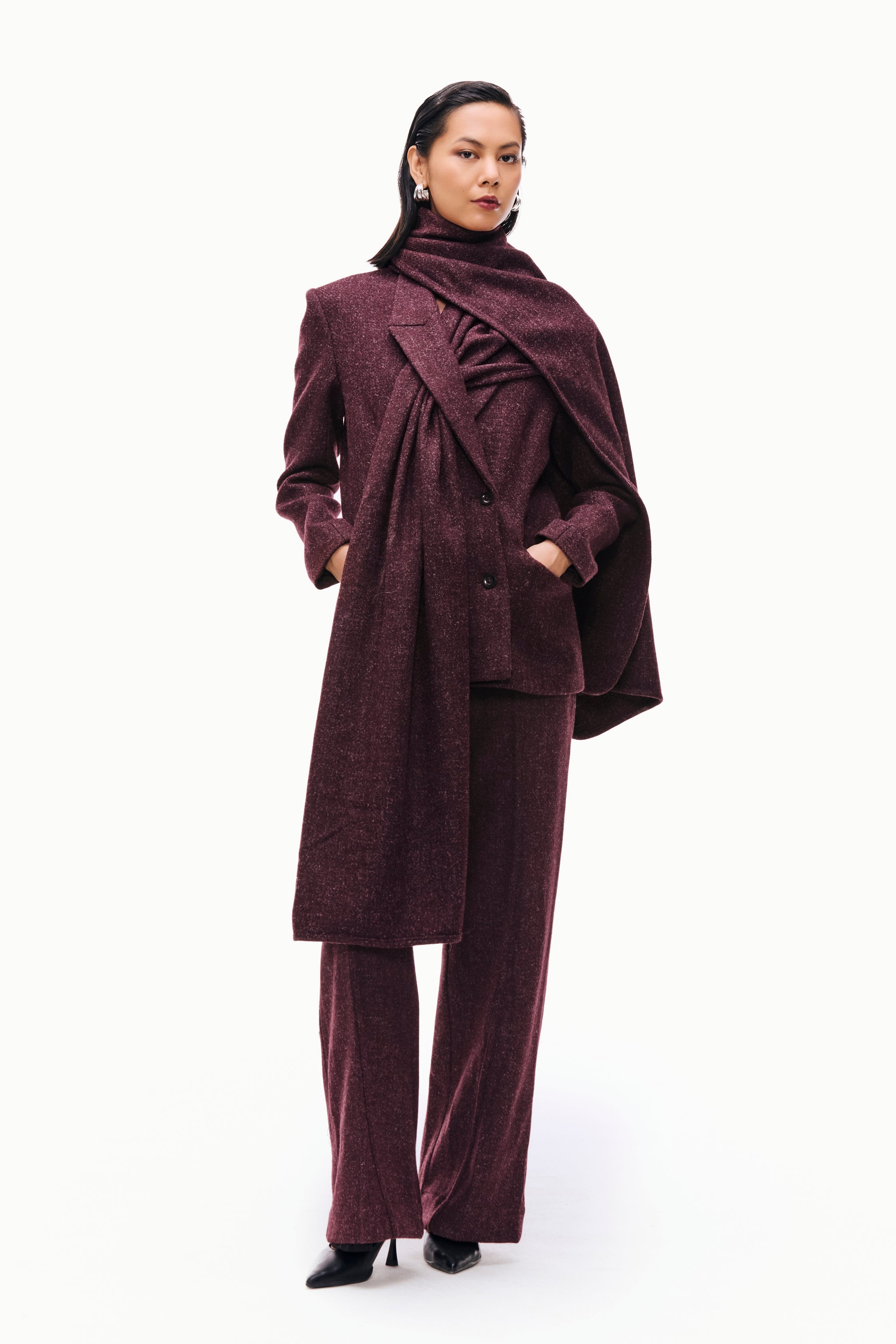 Modular Wool Scarf Blazer