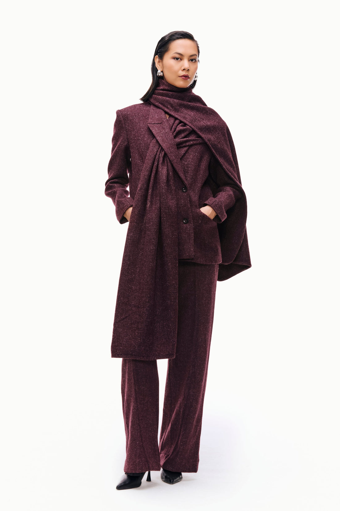 Modular Wool Scarf Blazer