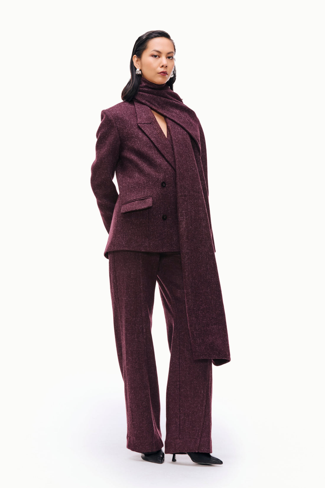 Modular Wool Scarf Blazer