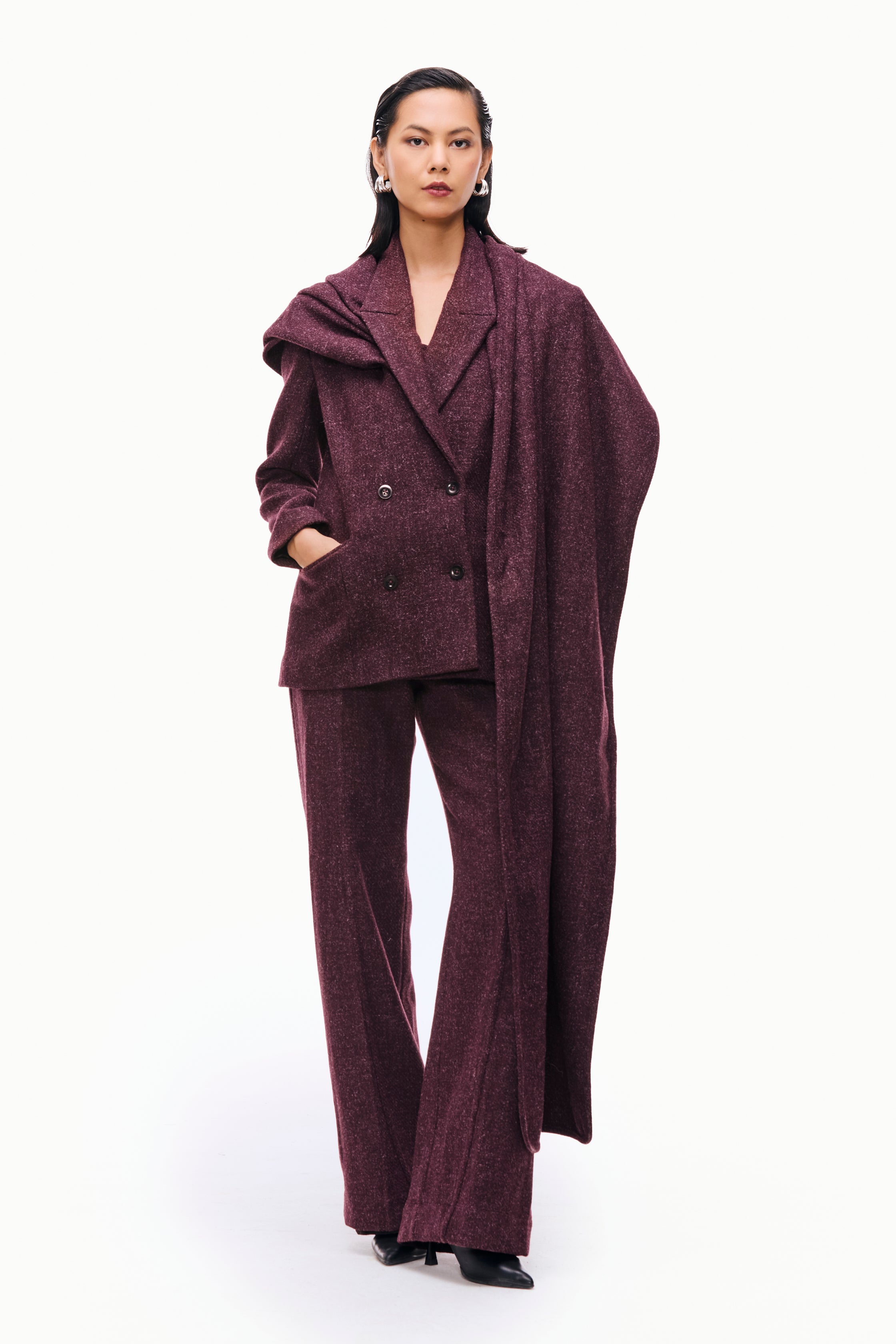 Modular Wool Scarf Blazer