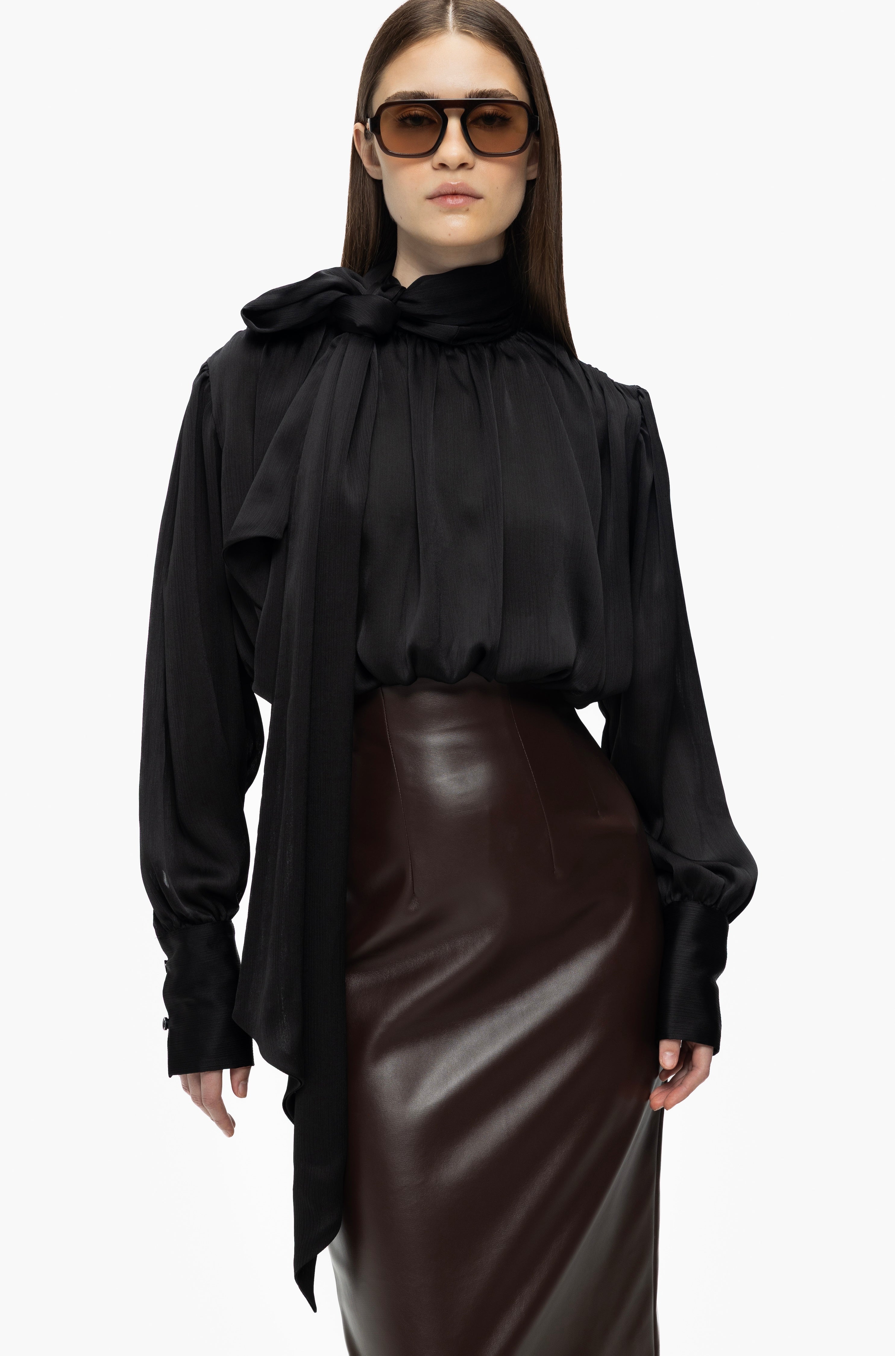 Gathered Tie Blouse