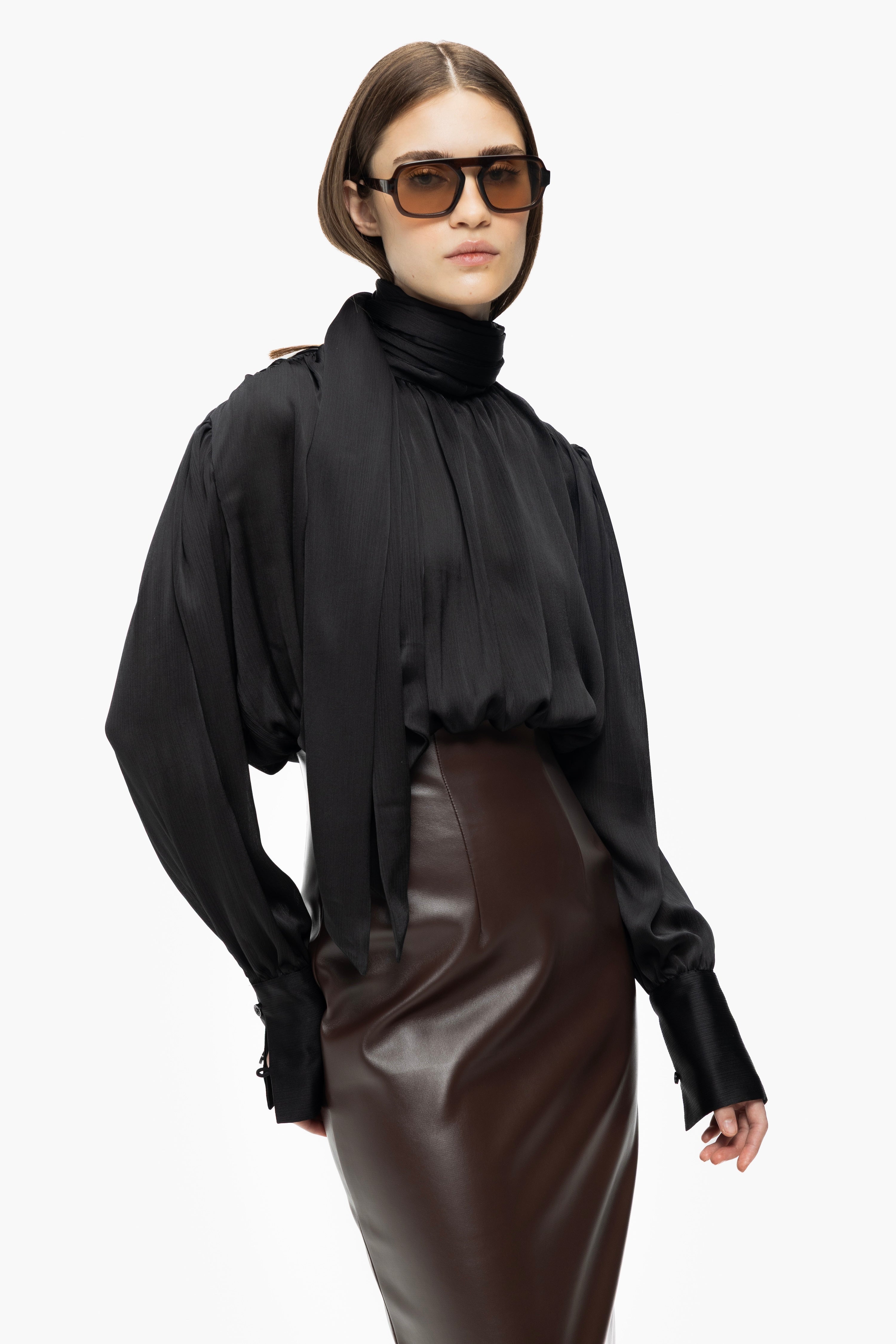 Gathered Tie Blouse