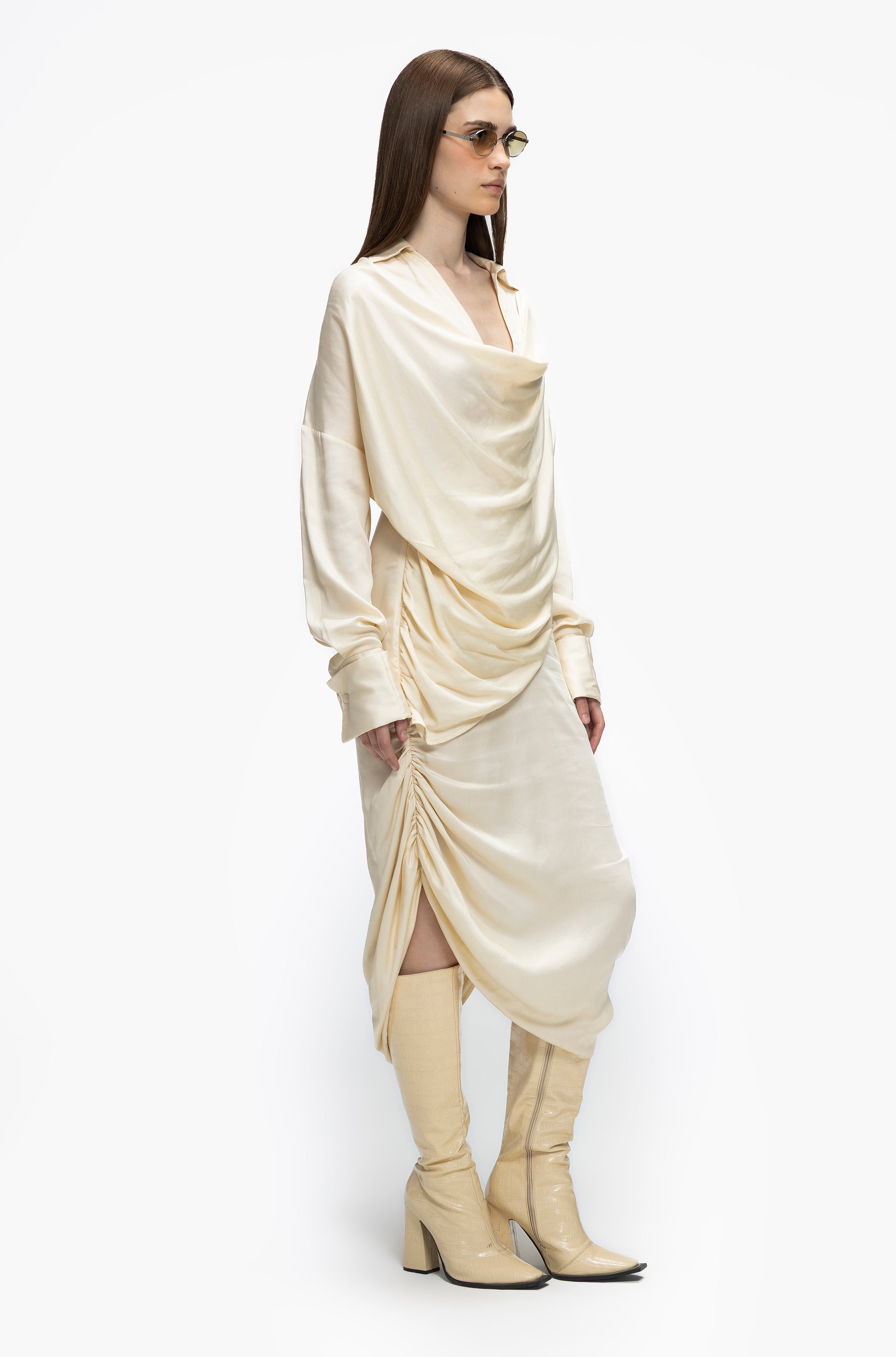 Asymmetric Cowl Dress